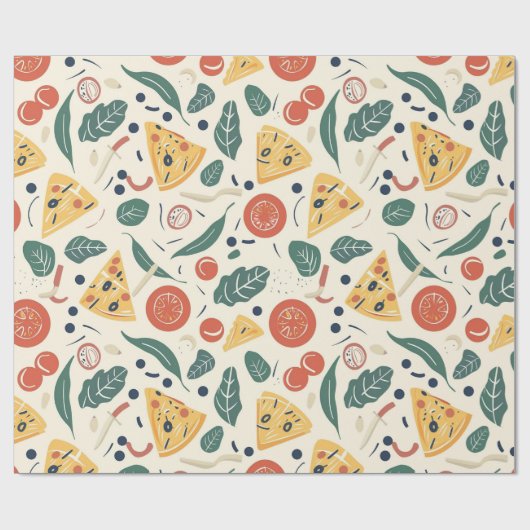 Pizza Day Pattern Wrapping Paper | Fun Foodie Cadeaupapier (Vlak)