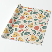 Pizza Day Pattern Wrapping Paper | Fun Foodie Cadeaupapier (Uitgerold)