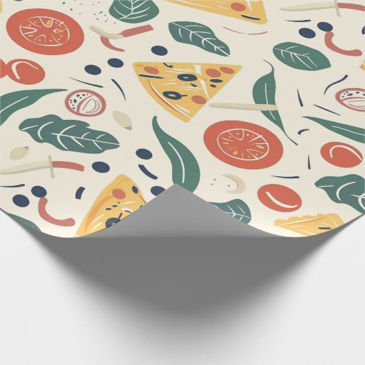 Pizza Day Pattern Wrapping Paper | Fun Foodie Cadeaupapier (Hoek)