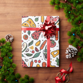 Pizza Day Pattern Wrapping Paper | Fun Foodie Cadeaupapier
