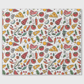 Pizza Day Pattern Wrapping Paper | Fun Foodie Cadeaupapier (Vlak)