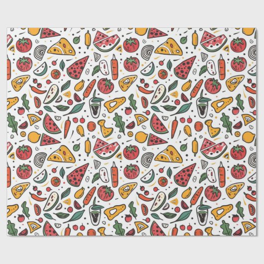 Pizza Day Pattern Wrapping Paper | Fun Foodie Cadeaupapier (Vlak)