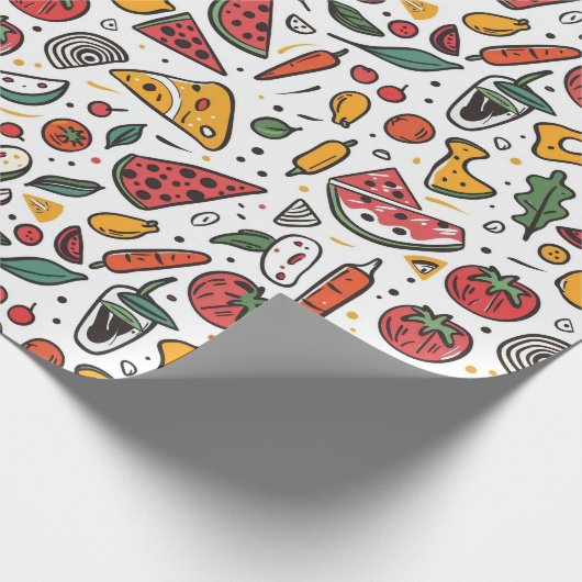 Pizza Day Pattern Wrapping Paper | Fun Foodie Cadeaupapier (Hoek)