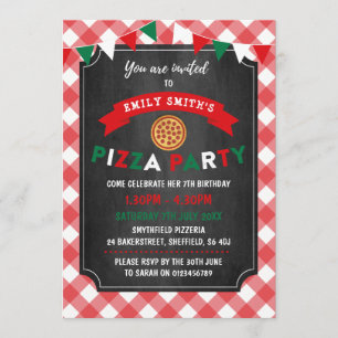Pizza de uitnodiging van de verjaardagspartij