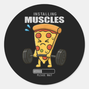 Pizza Deadlift Gym Rat Installeren Spier Lifting M Ronde Sticker