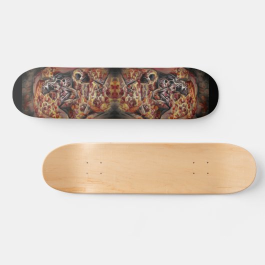 Pizza deathtrap grafische abstracte kunst persoonlijk skateboard (Horizontaal)