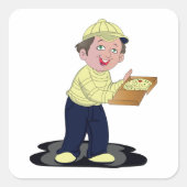 Pizza Delivery Boy Food Square Sticker (Voorkant)