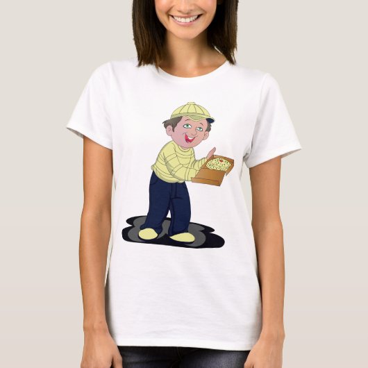 Pizza Delivery Boy Food T-Shirt (Voorkant)