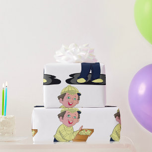 Pizza Delivery Boy Food Wrapping Paper Cadeaupapier