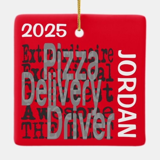 Pizza Delivery Driver Extraordinaire CUSTOM Keramisch Ornament (Achterkant)