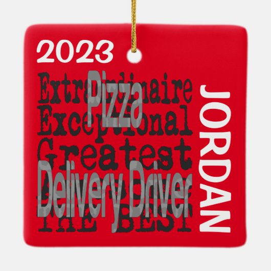 Pizza Delivery Driver Extraordinaire CUSTOM Keramisch Ornament (Achterkant)