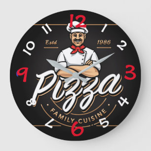 Pizza Design Wall-klok met cijfers Grote Klok