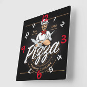 Pizza Design Wall-klok met cijfers Vierkante Klok (Hoek)