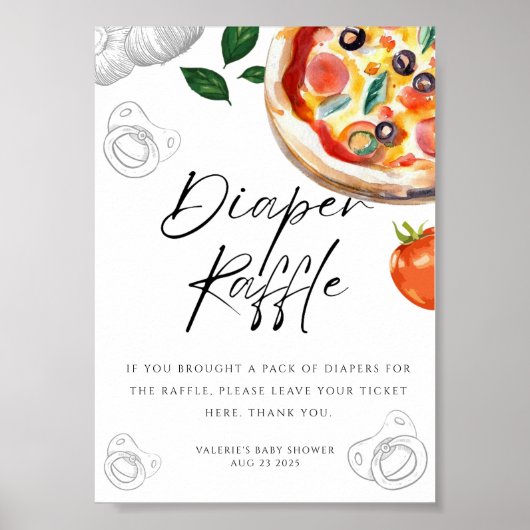 Pizza Diaper Raffle Tabletop Poster Sign (Voorkant)
