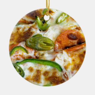 Pizza die Dicht omhoog Ceramisch Ornament bedekken