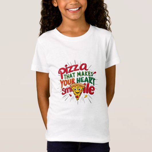 Pizza die je hart doet glimlachen T-shirt | plezie (Voorkant)