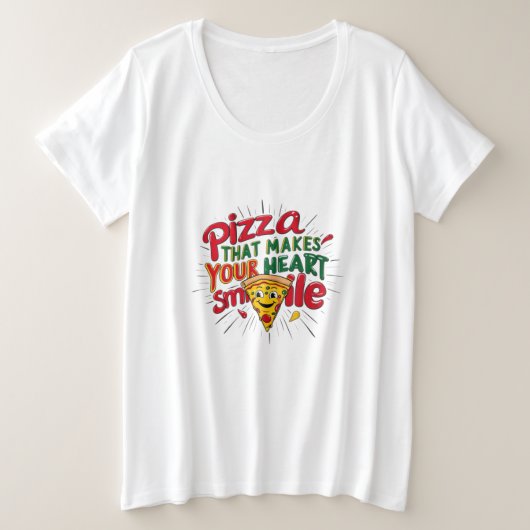 Pizza die je hart doet glimlachen T-shirt | plezie (Design voorkant)