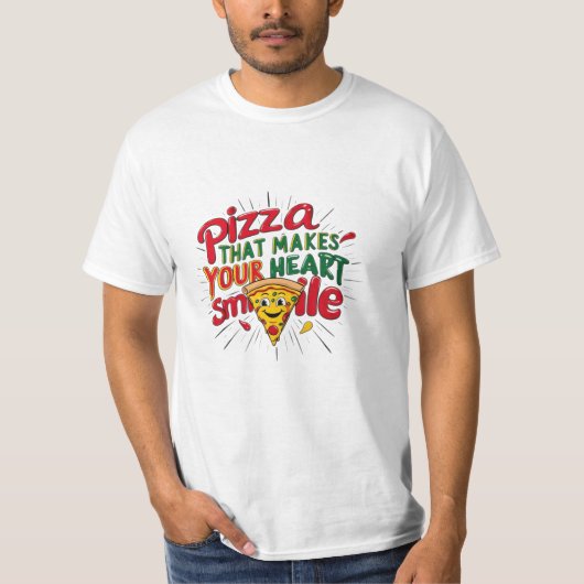 Pizza die je hart doet glimlachen T-shirt | plezie (Voorkant)