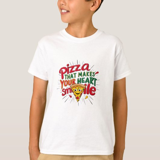 Pizza die je hart doet glimlachen T-shirt | plezie (Voorkant)