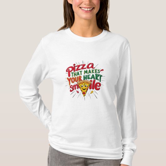 Pizza die je hart doet glimlachen T-shirt | plezie (Voorkant)