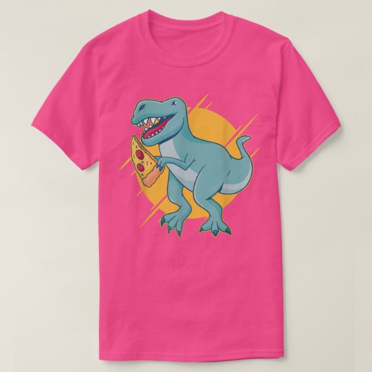 Pizza Dinosaur Cool Retro Fun Weird Bizarre Art T-shirt (Design voorkant)