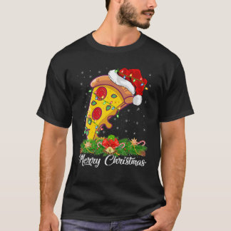 Pizza Dish Lover Matching Santa Hat Pizza Christma T-shirt