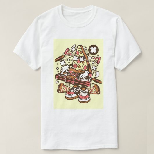 Pizza DJ Turntables Pop Art T-shirt (Design voorkant)