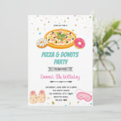 Pizza donuts meisje sluimer uitnodiging (Staand voorkant)