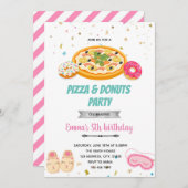 Pizza donuts meisje sluimer uitnodiging (Voorkant / Achterkant)