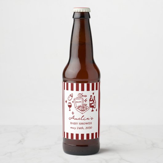 Pizza Doodle speciale bezorging Baby Shower Bier Etiket (Voorkant)