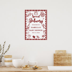 Pizza Doodle Speciale Bezorging Baby Shower Poster