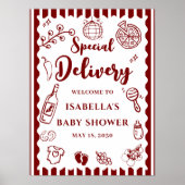 Pizza Doodle Speciale Bezorging Baby Shower Poster (Voorkant)