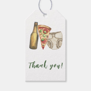 Pizza, drankjes en luiers ook Baby shower Bedankt Cadeaulabel