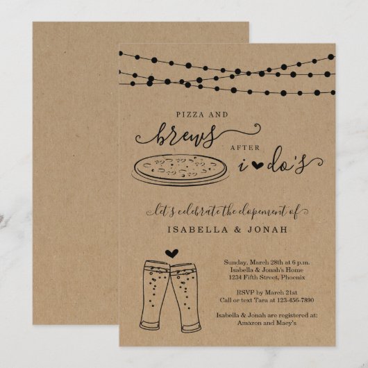 Pizza & Drankjes Na Ik Dos Ontvangst Alleen Vlucht Kaart (Voorkant / Achterkant)