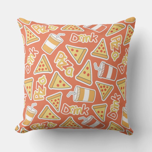 Pizza & Drink Pattern werpen kussens (Voorkant)