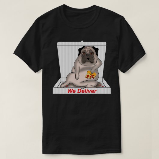 Pizza Eating Pug T-shirt (Design voorkant)