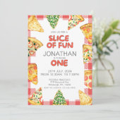 Pizza eerste verjaardag kaart (Staand voorkant)