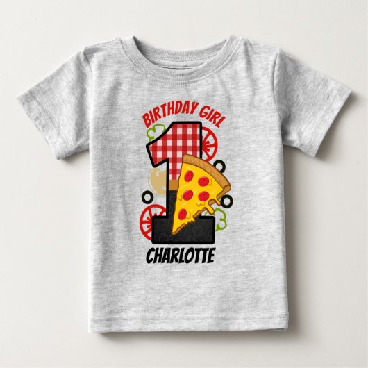 Pizza Eerste Verjaardag Meisje shirt (Voorkant)