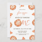 Pizza Eerste Verjaardag Uitnodigen, Pizza 1e Verja Kaart (Voorkant)