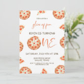 Pizza Eerste Verjaardag Uitnodigen, Pizza 1e Verja Kaart (Staand voorkant)