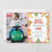 Pizza Eerste Verjaardagsfeest Foto Kaart (Voorkant)