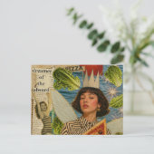 Pizza Elf Mixed Media Collage Briefkaart (Staand voorkant)