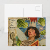 Pizza Elf Mixed Media Collage Briefkaart (Voorkant / Achterkant)