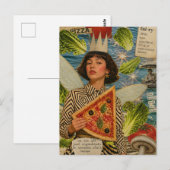 Pizza Elf Mixed Media Collage Briefkaart (Voorkant / Achterkant)