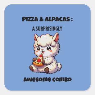 Pizza en Alpaca's: een verrassend geweldige combo Vierkante Sticker