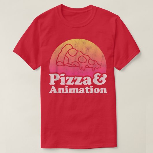 Pizza en Animatie of Animator T-shirt (Design voorkant)