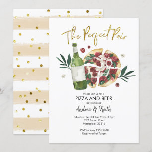 Pizza en Beer Couples Shower Invitation Kaart