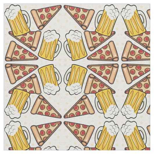 Pizza en Beer Pattern Stof (Close Up)