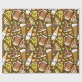 Pizza en Beer Tiled Pattern Cadeaupapier (Vlak)