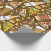 Pizza en Beer Tiled Pattern Cadeaupapier (Hoek)